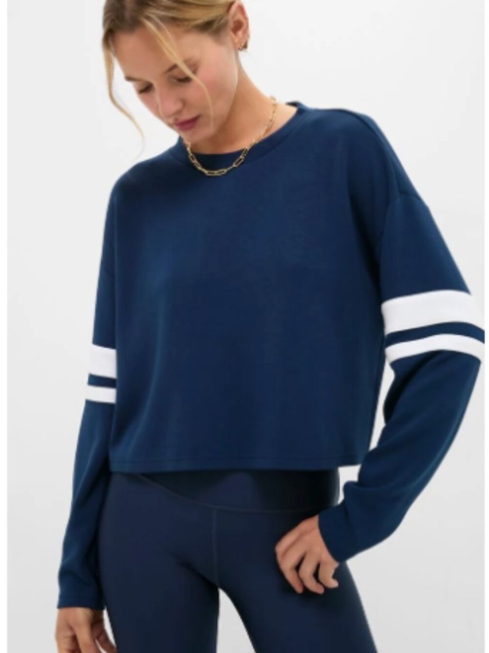 Tuckernuck NWT Navy Varsity Comfort Stretch Matilda Pullover Sweatshirt Size S